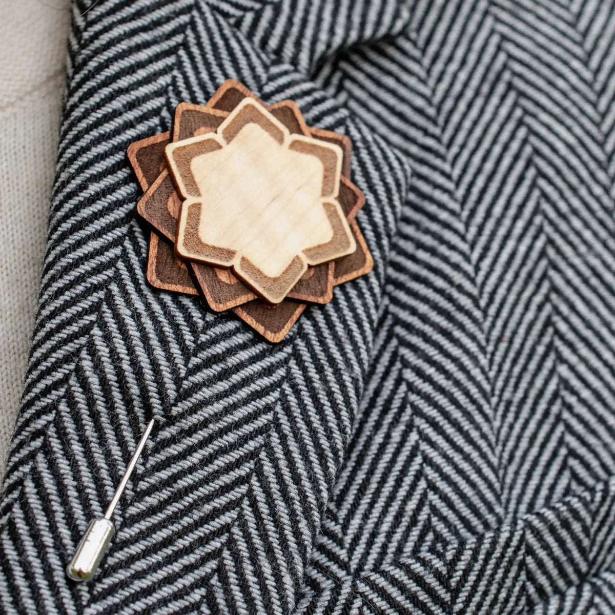 Wooden Brooch | Layered Lotus Eco My Home Brooch PRW Made ecomyhome.store United States
