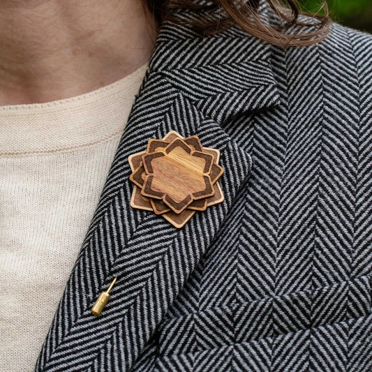 Wooden Brooch | Layered Lotus Eco My Home Brooch PRW Made ecomyhome.store United States