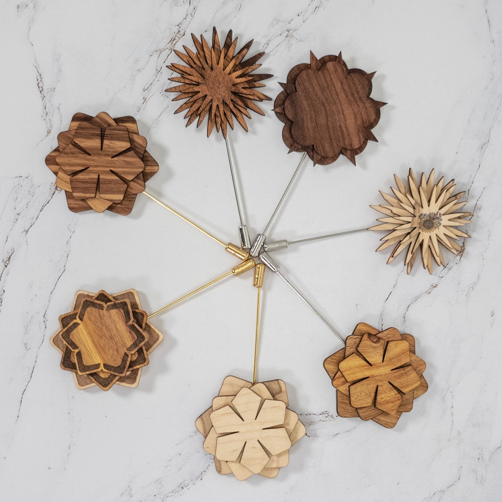 Wood Brooch | Starburst Cloud