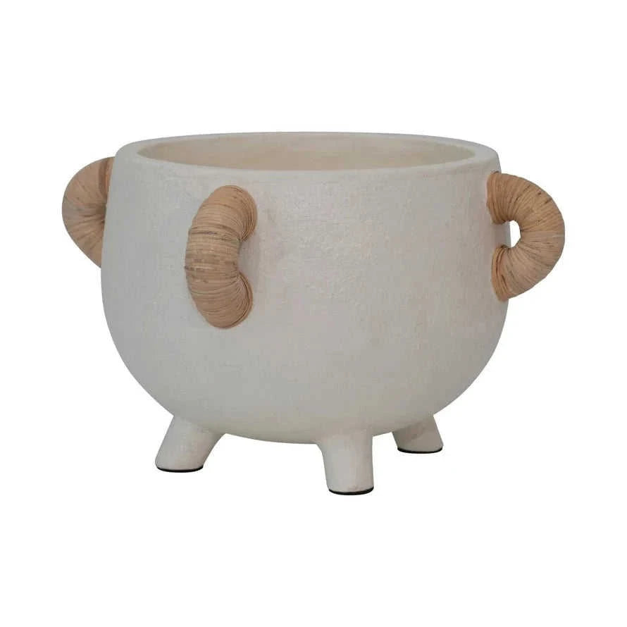Wren Terracotta Planter with Rattan Handles Eco My Home Planters White Cliff Studio ecomyhome.store United States