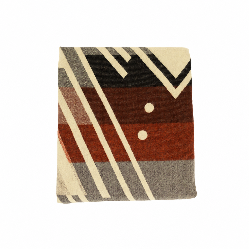 Reversible Handwoven Alpaca Throw Blanket | Chevron Gray, Brown, Red & Cream | Yachana Collection