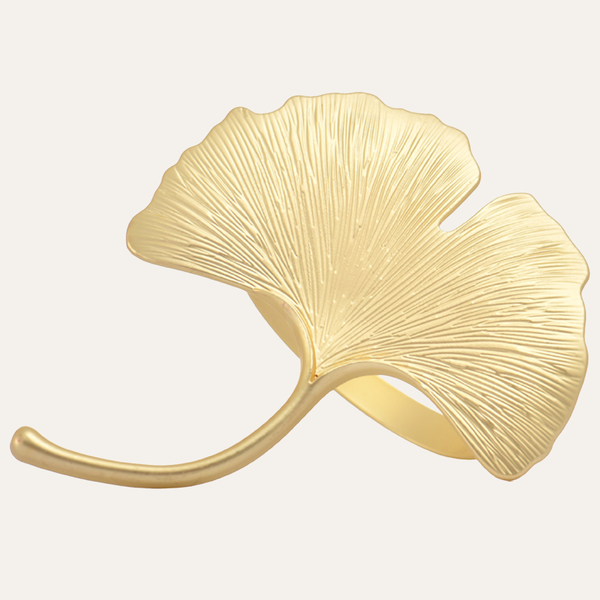 Auric Bloom – Napkin Rings in Gold Leaf Design, Stylish Decorative Dining Table Accent