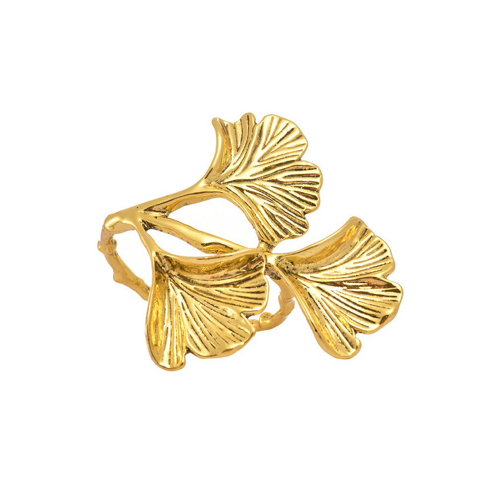 Golden Aura – Napkin Rings in Gold Leaf Design, Elegant Decorative Dining Table Décor