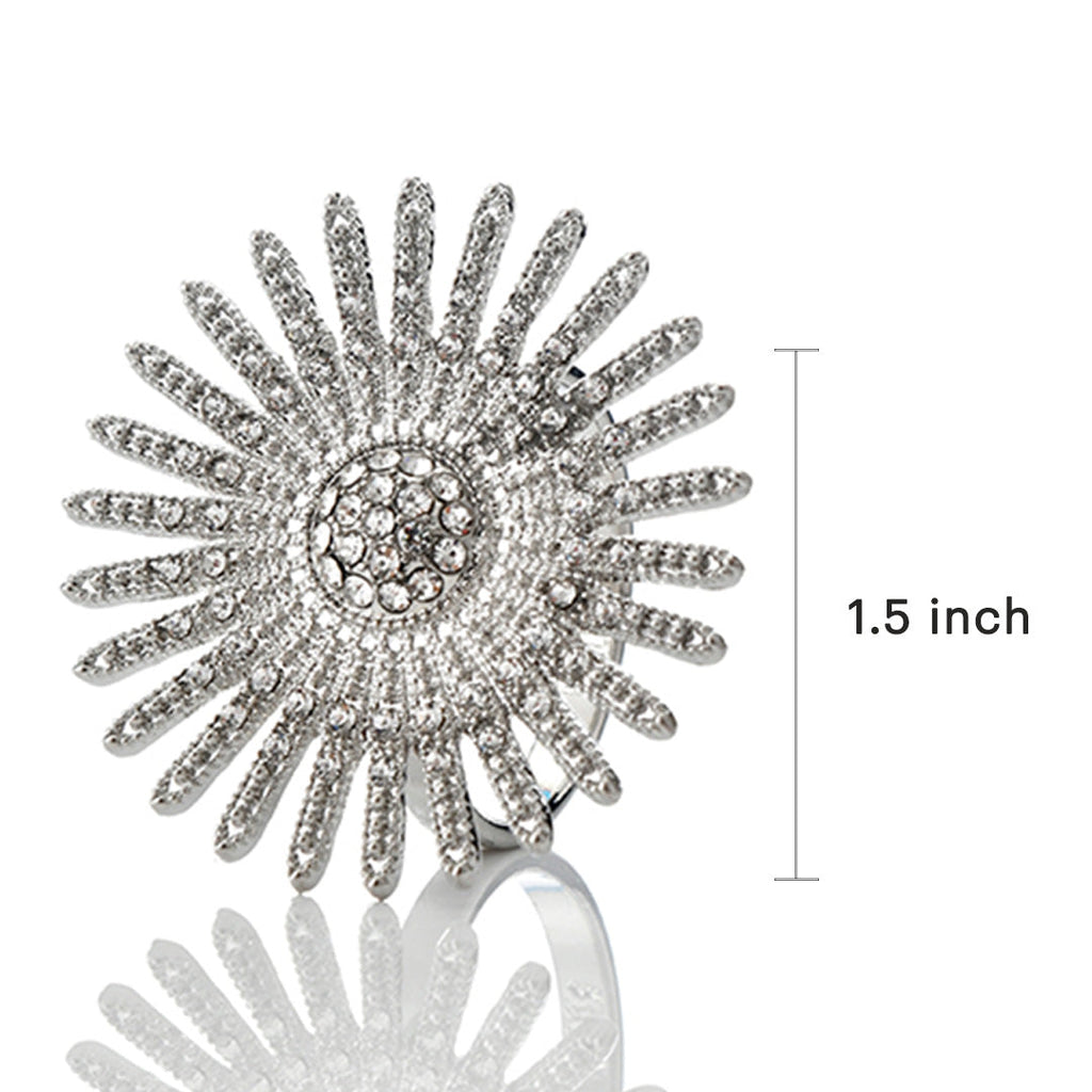 Silver Radiance – Napkin Rings in Silver Crystals Design, Elegant Decorative Dining Table Décor
