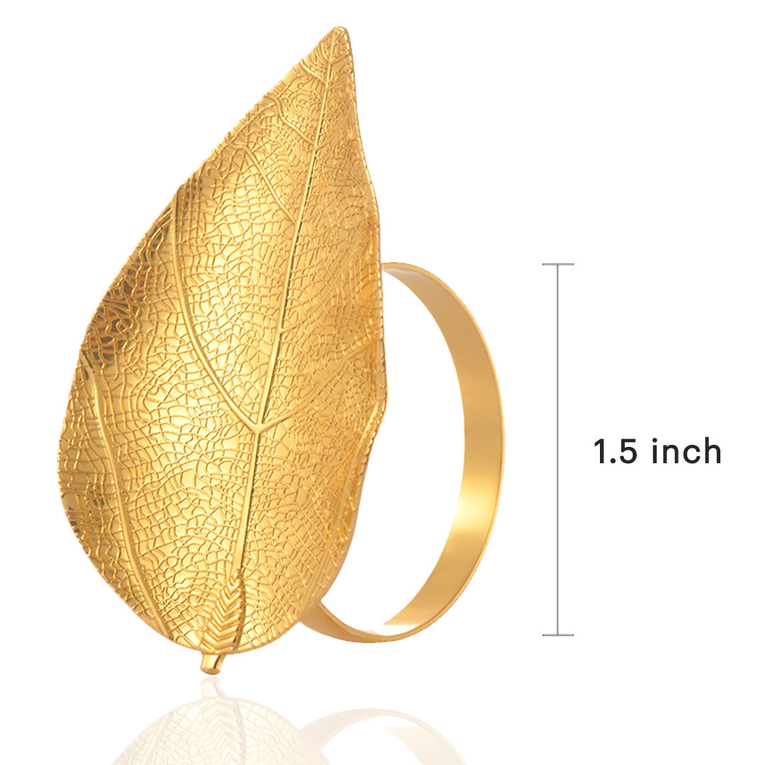 Leaf Harmony – Napkin Rings in Gold Leaf Design, Artistic Decorative Dining Table Accent