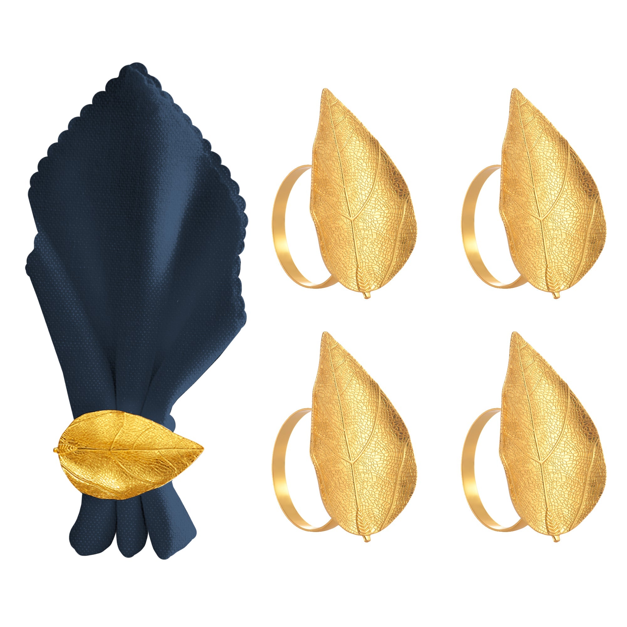 Leaf Harmony – Napkin Rings in Gold Leaf Design, Artistic Decorative Dining Table Accent