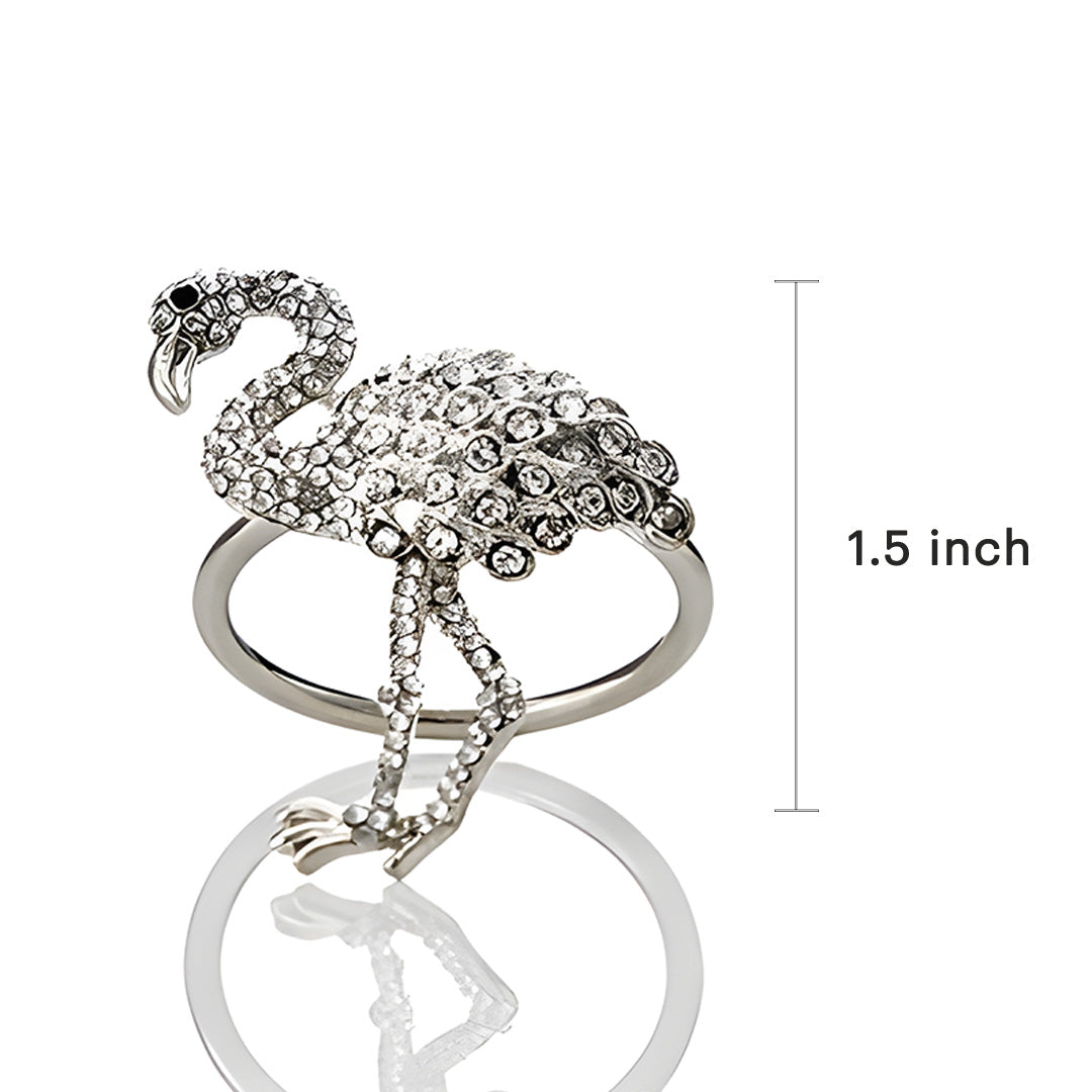 Tropical Charm – Napkin Rings in Silver Flamingo Design, Artistic Decorative Dining Table Accent