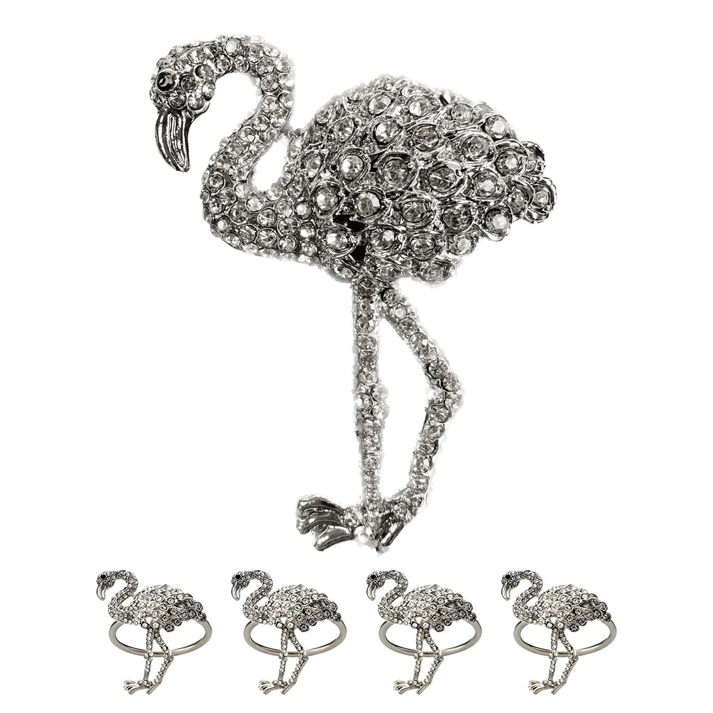 Tropical Charm – Napkin Rings in Silver Flamingo Design, Artistic Decorative Dining Table Accent