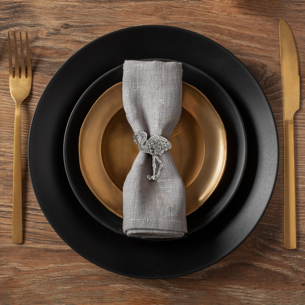 Tropical Charm – Napkin Rings in Silver Flamingo Design, Artistic Decorative Dining Table Accent